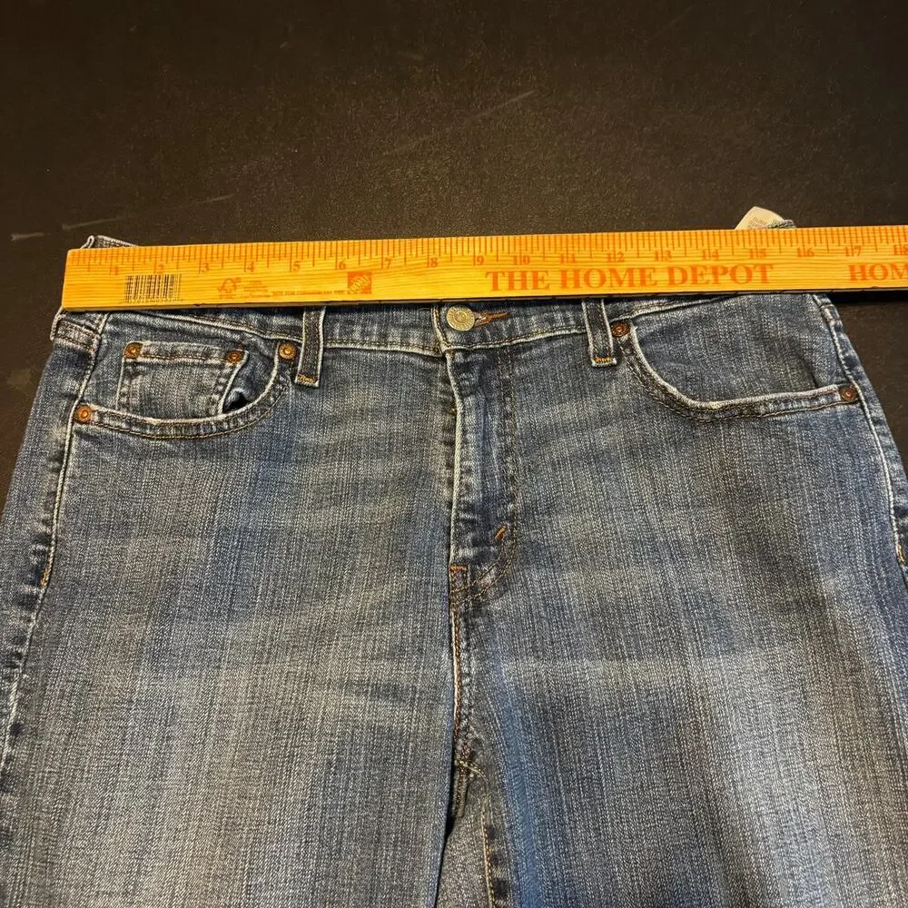 Levi’s 505 Straight Jeans Women’s 12 Mid Rise Stretch Blue Denim Classic Fit